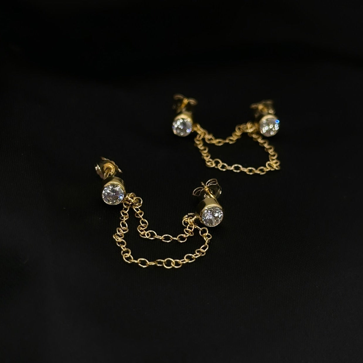Double Diamond Chain Earring