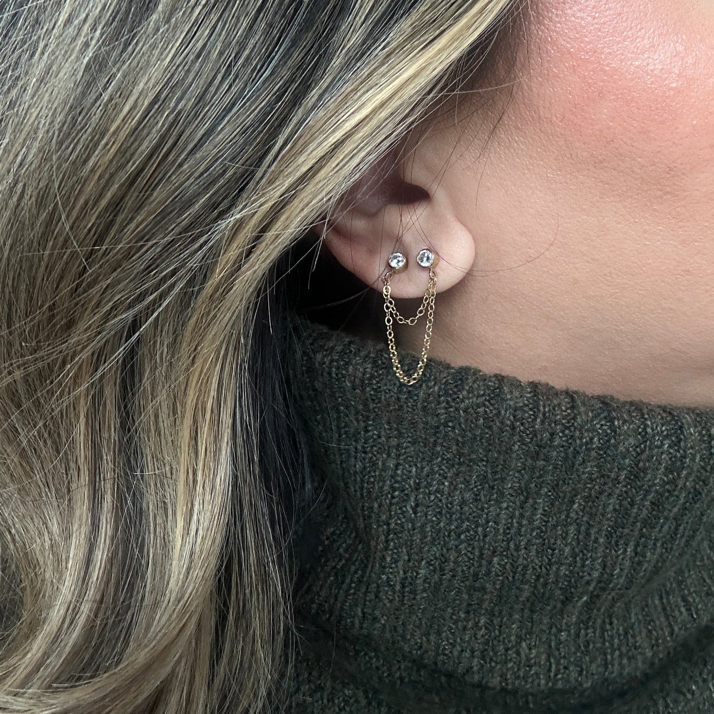 Double Diamond Chain Earring
